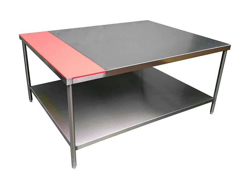 Mesa de acero inoxidable con placa de nylamid