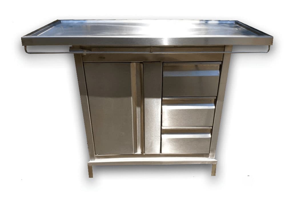 Mesa veterinaria de acero inoxidable